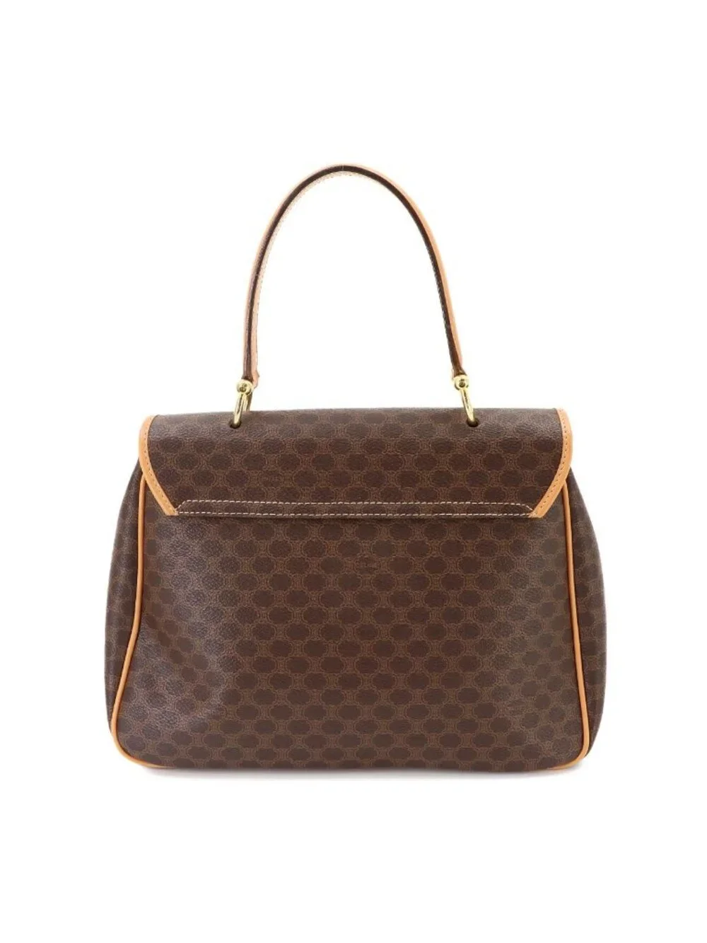 Celine Macadam Hand Bag Leather Brown Gold Vintage